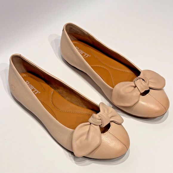 Born Anah Pinkish Tan Leather Ballet Flats With Bows Women’s Size 6.5M - Picture 9 of 14